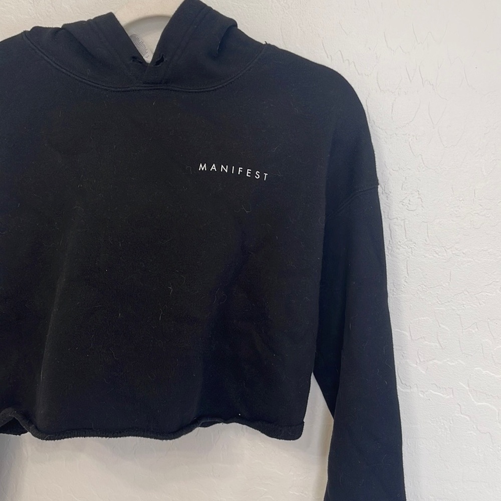 Women’s Black Manifest Cropped Hoodie Size Small - Picture 3 of 7